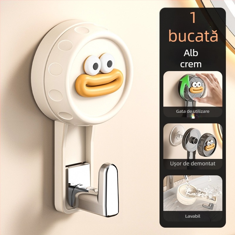 Cârlig cu ventuză puternic, rotativ, pentru baie, fără găuri