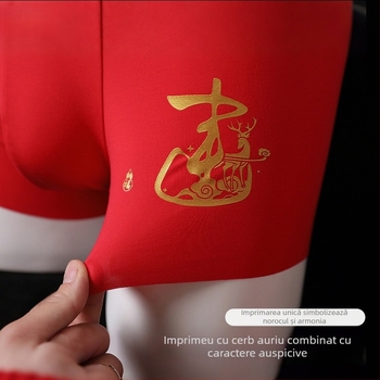 Yuyue Lenjerie intimă bărbați în două pachete, stil nou toamnă-iarnă, boxeri brief cu motiv cerb, modal 120S