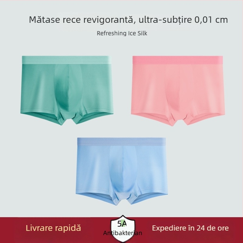 Boxeri bărbați Ice Silk, respirabili, antibacterieni, croială normală