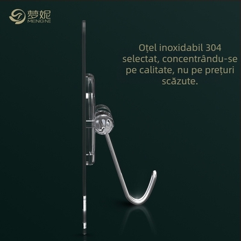 Mengni Cârlig de perete din oțel inoxidabil cu ventuză, montare fără găuri, încărcare până la 5 kg, design modern, un singur cârlig
