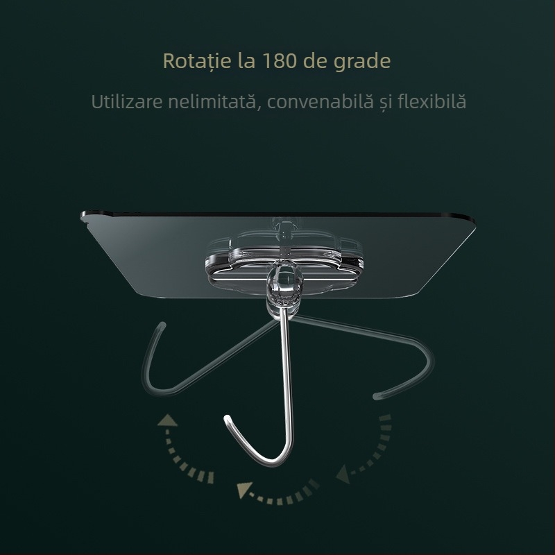 Mengni Cârlig de perete din oțel inoxidabil cu ventuză, montare fără găuri, încărcare până la 5 kg, design modern, un singur cârlig
