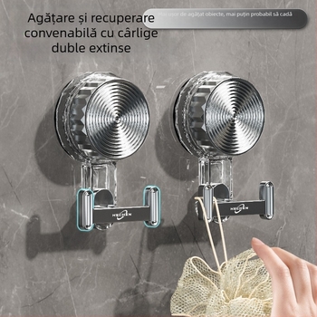Cuier dublu de perete pentru baie și bucătărie – prosoape, uși și chei, fără găuri, placat electroplatinat