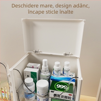 Cutie pliabilă de depozitare a medicamentelor, cu mai multe compartimente, transparentă, capacitate mare pentru uz casnic