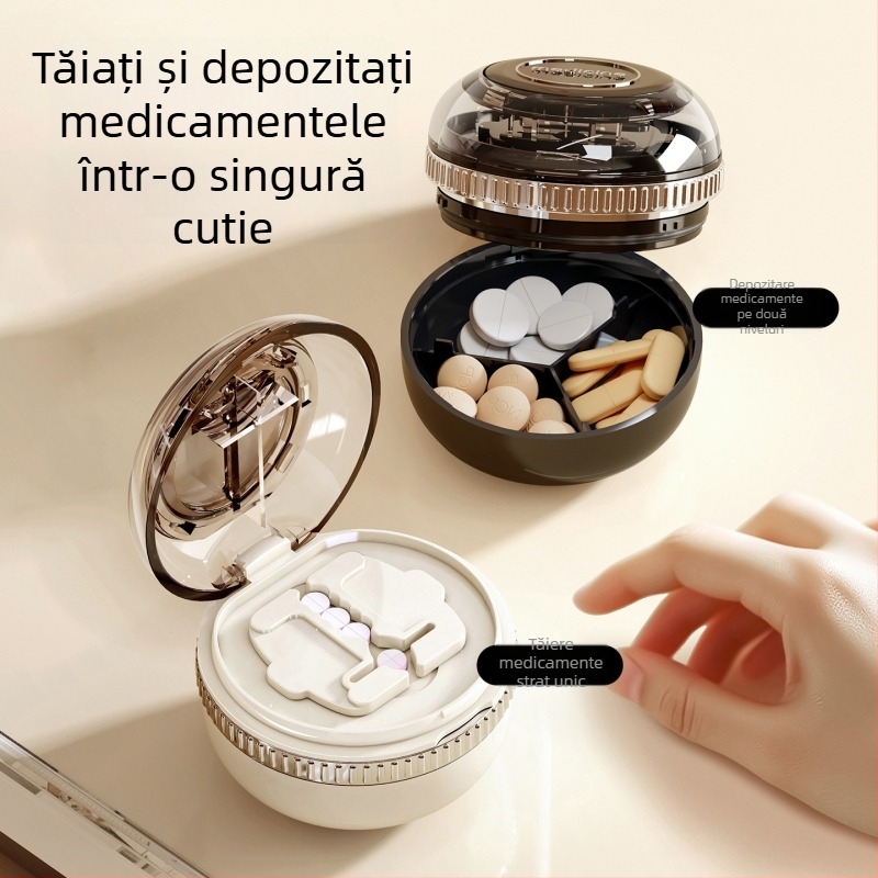 Cutie pentru pastile cu separator de precizie, cutie portabilă din oțel inox cu 3 compartimente