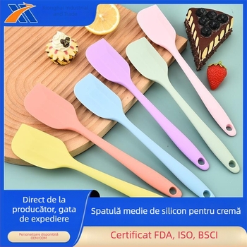Spatulă din silicon Xionghai, mărime medie, pentru tigăi antiaderente, rezistentă la temperaturi înalte, pentru coacerea prăjiturilor