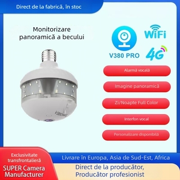 V380Pro Cameră panoramică de interior cu Wi-Fi, intercom distant și 4G pentru uz casnic