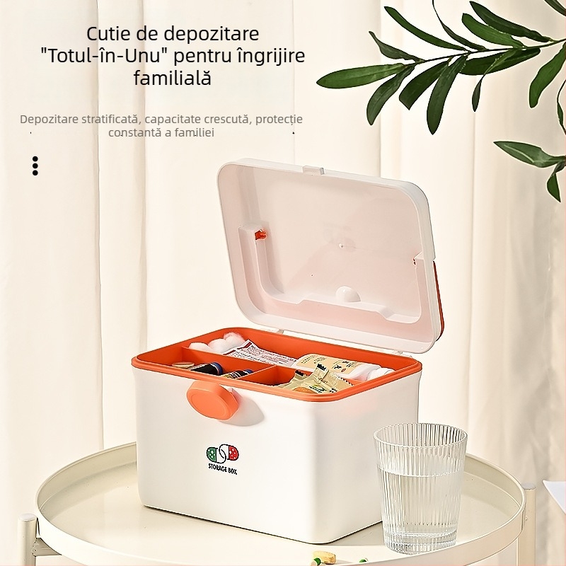 Cutie pentru medicamente de familie, capacitate mare, organizator cu mai multe compartimente, portabilă