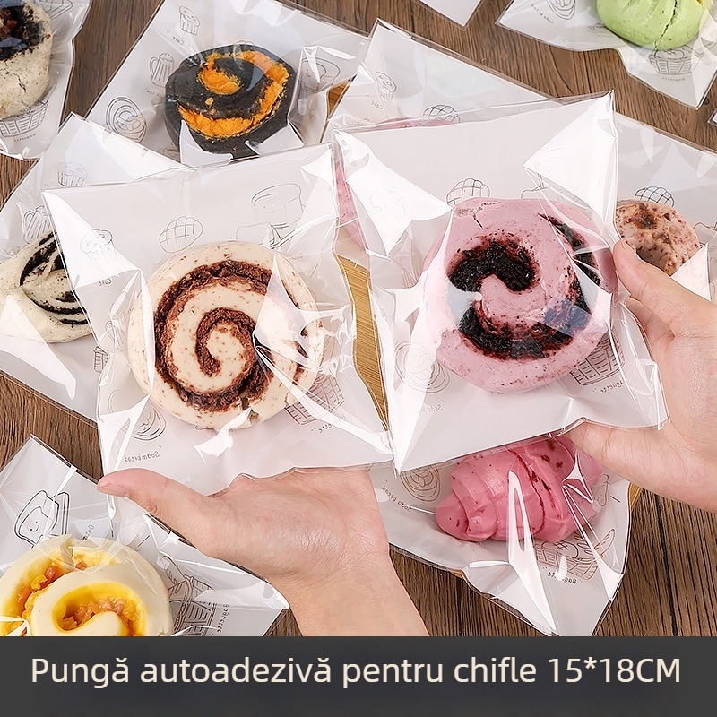 Pungă resigilabilă pentru chifle la abur cu model de coacere în desene animate, ambalaj alimentar de calitate