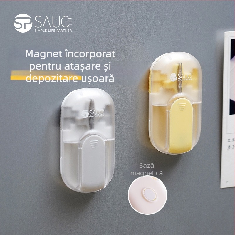 SP SAUCE Tăietor și divizor magnetic pentru pastile, cutie portabilă pentru medicamente cu două compartimente
