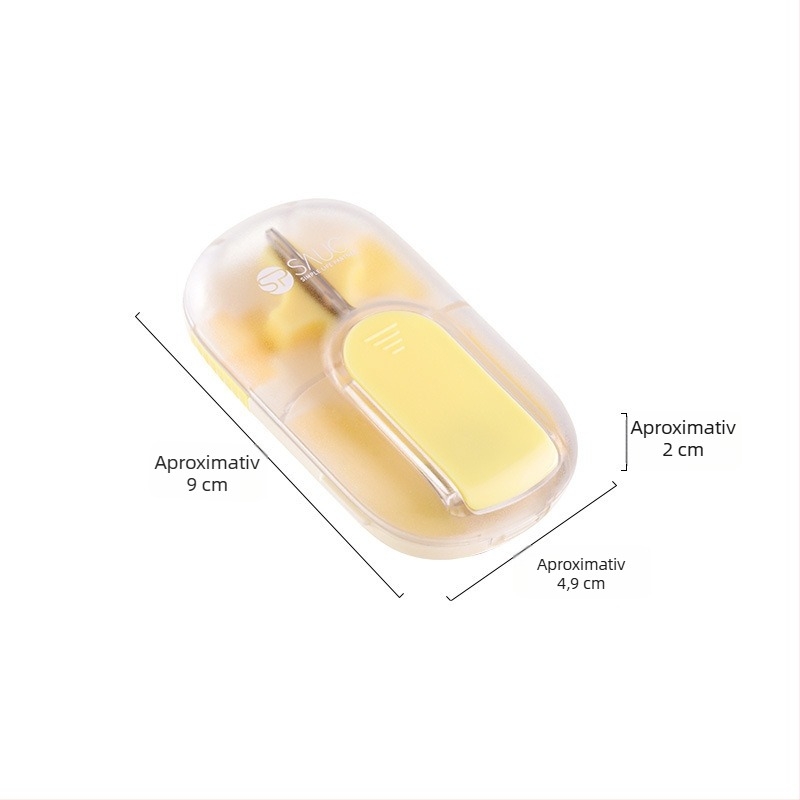 SP SAUCE Tăietor și divizor magnetic pentru pastile, cutie portabilă pentru medicamente cu două compartimente