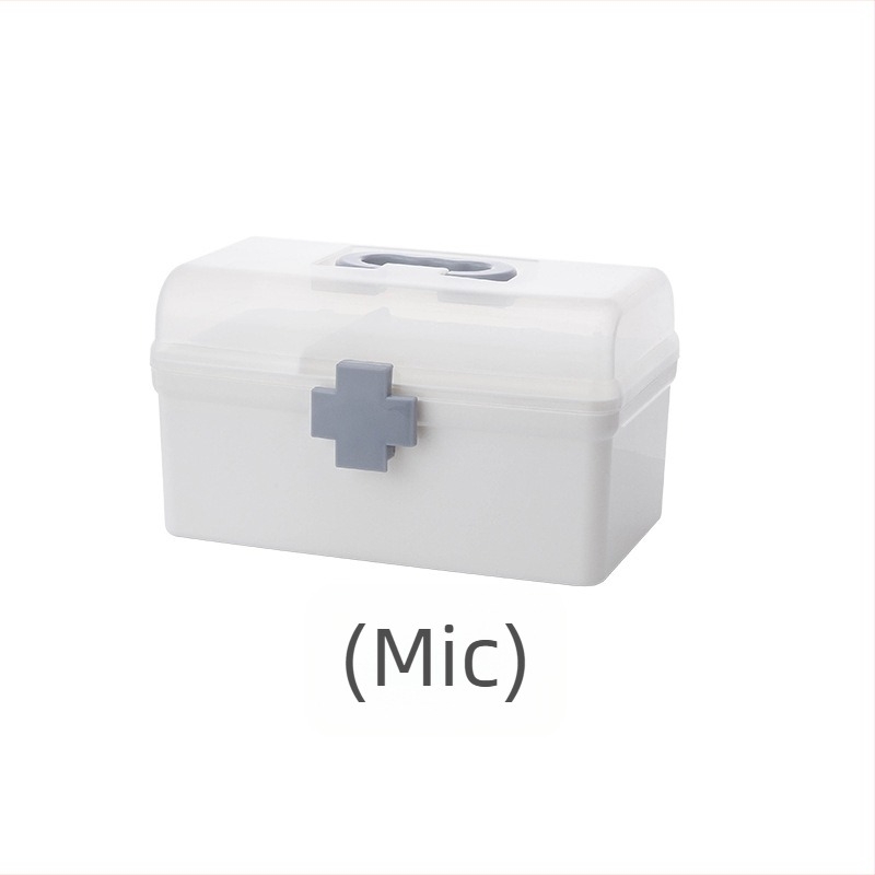 Cutie de medicamente portabilă pentru uz casnic, cu două compartimente, model YX-065, dimensiuni 18×15.5×26.5 cm