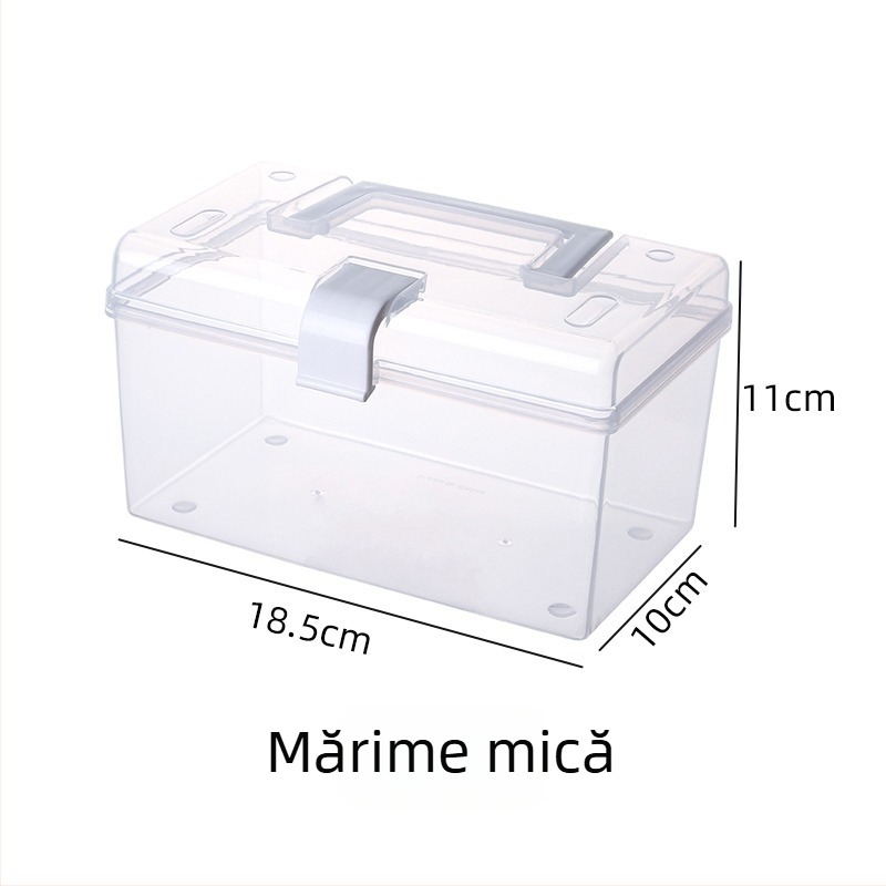 Cutie transparentă de depozitare pentru uz casnic, organizator din plastic pentru birou, cutie de depozitare portabilă și cutie pentru medicamente