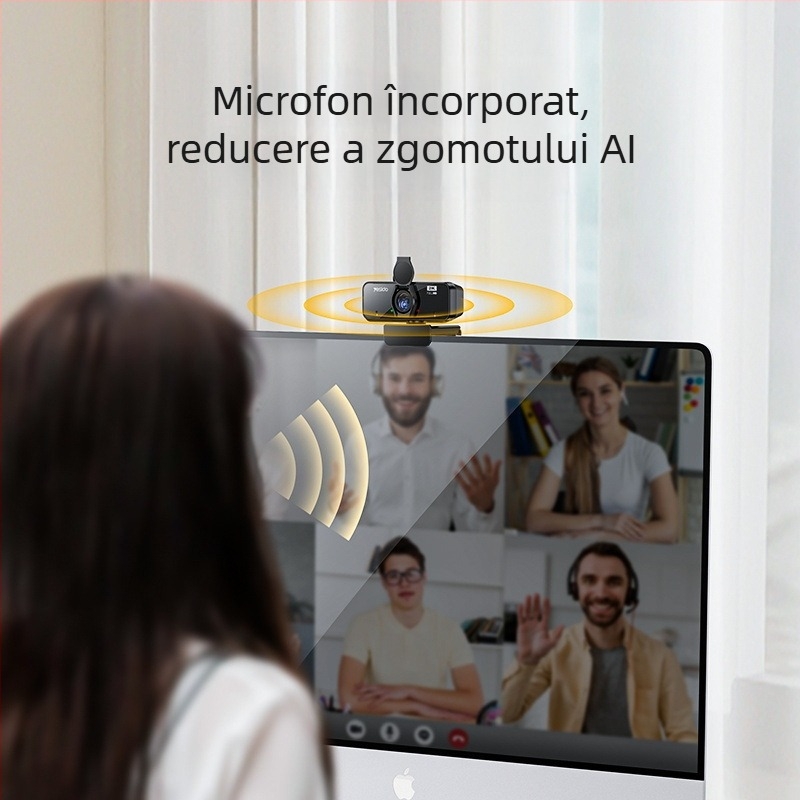 Yesido Cameră de streaming 2K cu USB Plug‑and‑Play, autofocus și unghi reglabil pentru PC