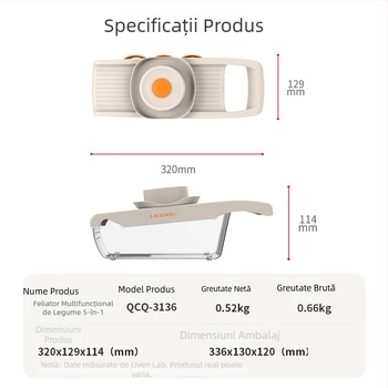 Li Ren QCQ-3136 Tocător de legume multifuncțional — răzuitor pentru cartofi, rasnitoare și feliator