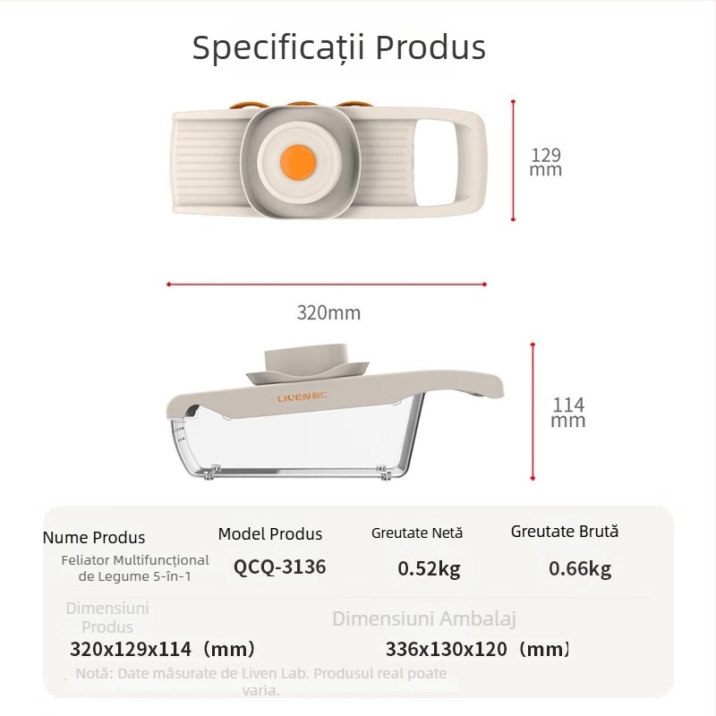 Li Ren QCQ-3136 Tocător de legume multifuncțional — răzuitor pentru cartofi, rasnitoare și feliator