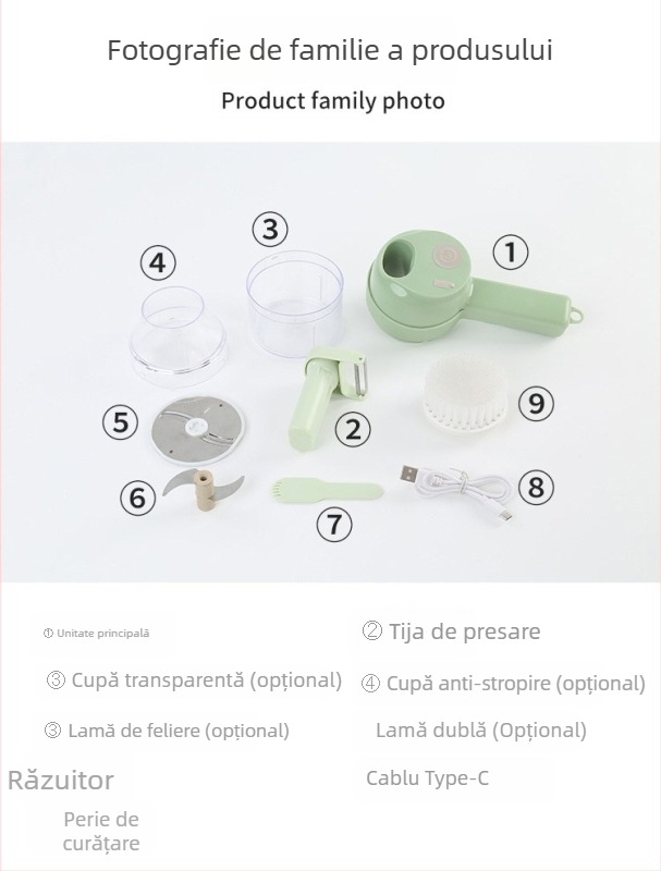 Gatling Tăietor de legume, unelte de bucătărie multifuncționale pentru uz casnic, presă de usturoi, tăietor de usturoi, tocător de ceapă, măcinător de usturoi automat
