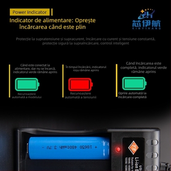 Încărcător Li-ion pentru baterii 18650 cu patru sloturi, încărcare USB rapidă, compatibil cu 14500 și 3.7V–4.2V