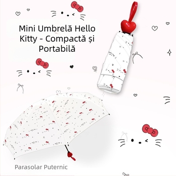 Umbrelă KT Cat pentru adulți, practică și versatilă, protecție UV cu acoperire neagră, duală pentru soare și ploaie, umbrelă mini compactă