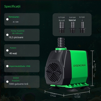 Pompa submersibilă pentru acvariu 110V, pompă de circulație compactă, înaltă ridicare, funcționare silențioasă, eficiență ridicată pentru oxigenare