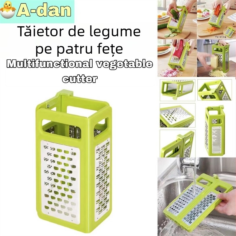Tăietor de legume pliabil cu patru fețe și lame din oțel inoxidabil