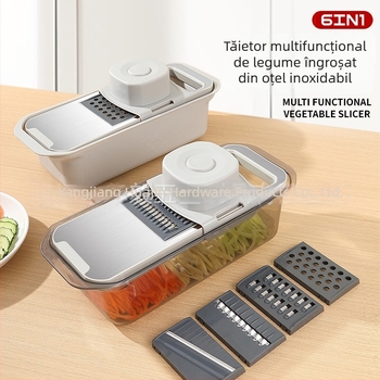 Tăietor multifuncțional pentru legume din oțel inoxidabil 304, cu casetă de ras