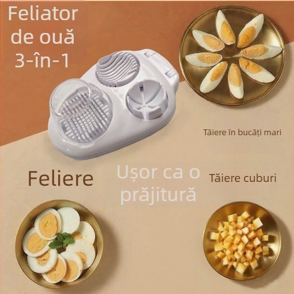 Multifuncțional 3 în 1 – tăietor de ouă și fructe, unealtă de bucătărie manuală