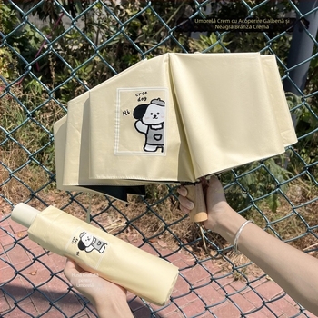 Umbrelă cu cățeluș desen animat, design drăguț pentru soare și ploaie, umbrelă pliabilă pentru studenți