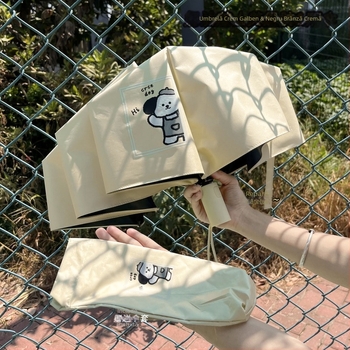 Umbrelă cu cățeluș desen animat, design drăguț pentru soare și ploaie, umbrelă pliabilă pentru studenți