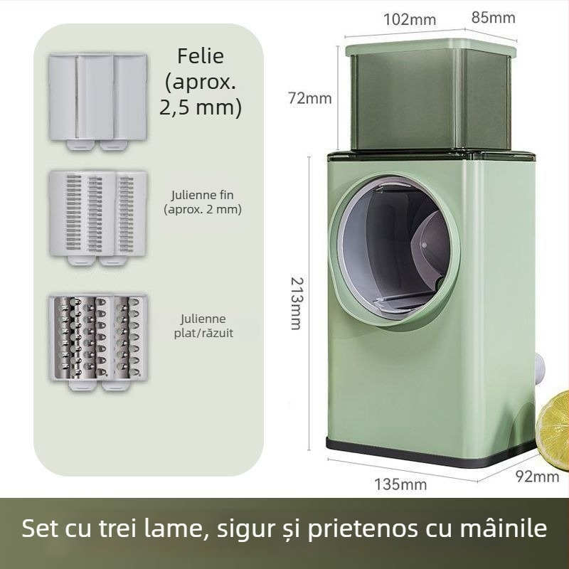 Tăietor manual de legume cu rolă – răzuitor multifuncțional, felii groase și subțiri, pentru cartofi și ridichi, oțel inoxidabil 430