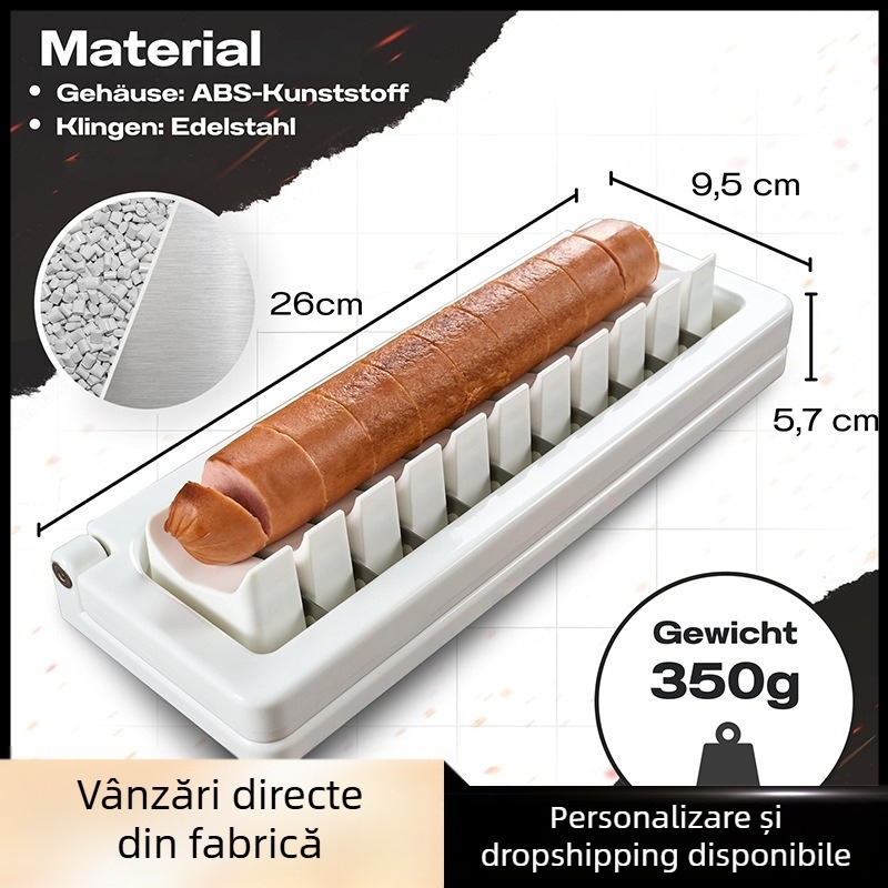 Feliator multifuncțional pentru uz casnic, cu lamă ondulată profesională pentru felierea bananelor, cârnaților și a cârnii de vită