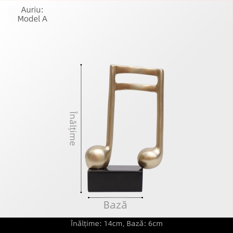 Ornament pentru pian, stil modern minimalist, cu note muzicale – decor pentru casă, din rășină