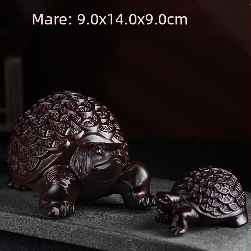 Țestoasă din abanos, sculptură din lemn – decor pentru casă și birou