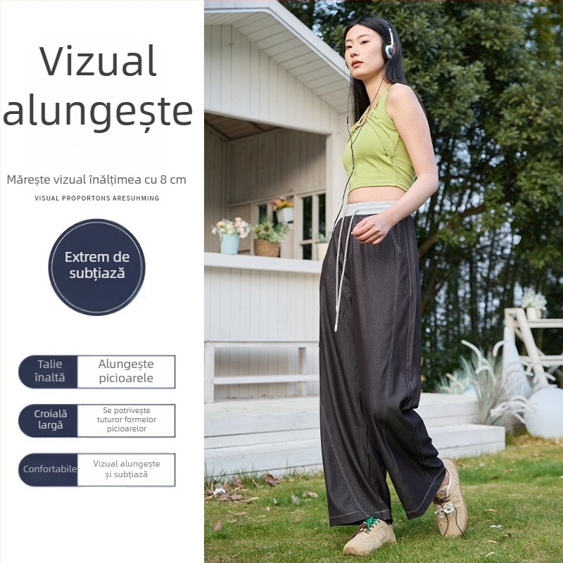 Jeanși cu talie înaltă din denim Tencel, croială largă, pantaloni pentru femei, model 2505