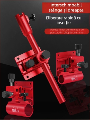 Cutie de pescuit din aluminiu, set din trei părți, cu suport universal pentru umbrelă pe stânga și pe dreapta, suport pentru turetă, suport pentru pește și suport pentru tavă de momeli, accesorii pentru cutie.