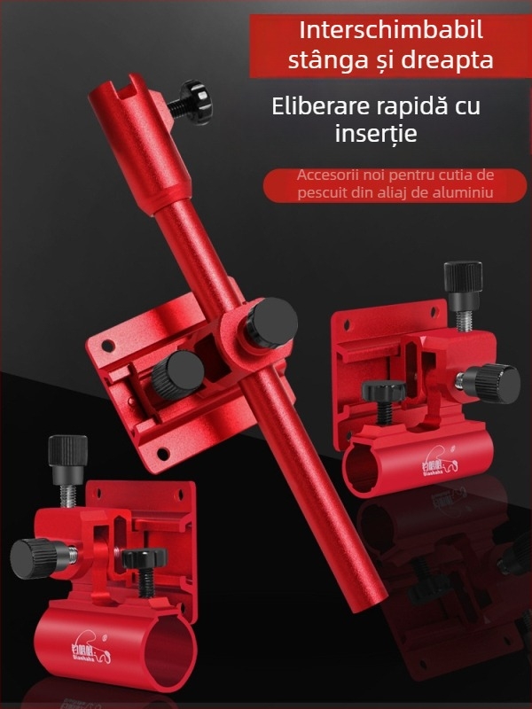 Cutie de pescuit din aluminiu, set din trei părți, cu suport universal pentru umbrelă pe stânga și pe dreapta, suport pentru turetă, suport pentru pește și suport pentru tavă de momeli, accesorii pentru cutie.