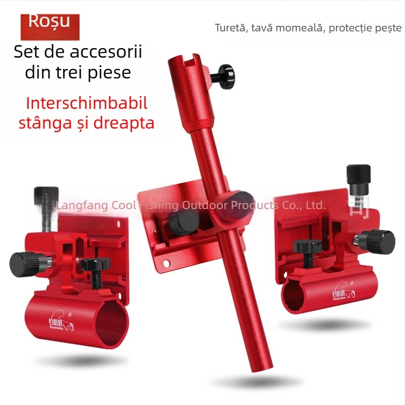 Cutie de pescuit din aluminiu, set din trei părți, cu suport universal pentru umbrelă pe stânga și pe dreapta, suport pentru turetă, suport pentru pește și suport pentru tavă de momeli, accesorii pentru cutie.