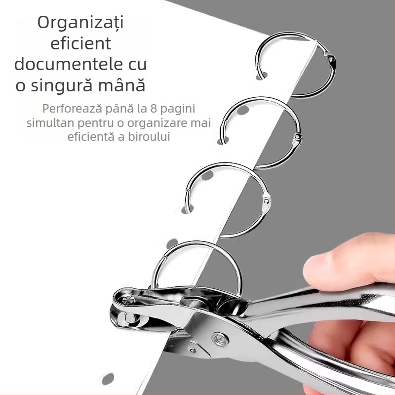 Deli 0114 Perforator manual pentru hârtie și carduri, gaură circulară unică, perforare și legare paginilor