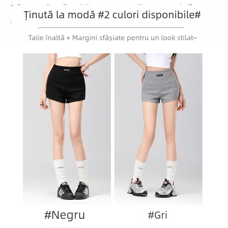 Pantaloni scurți de vară pentru femei, talie înaltă – croială strânsă, stil coreean, poliester