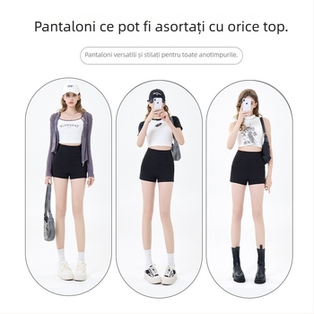 Shorts negri pentru femei, talie înaltă, pentru toate anotimpurile, stil casual versatil
