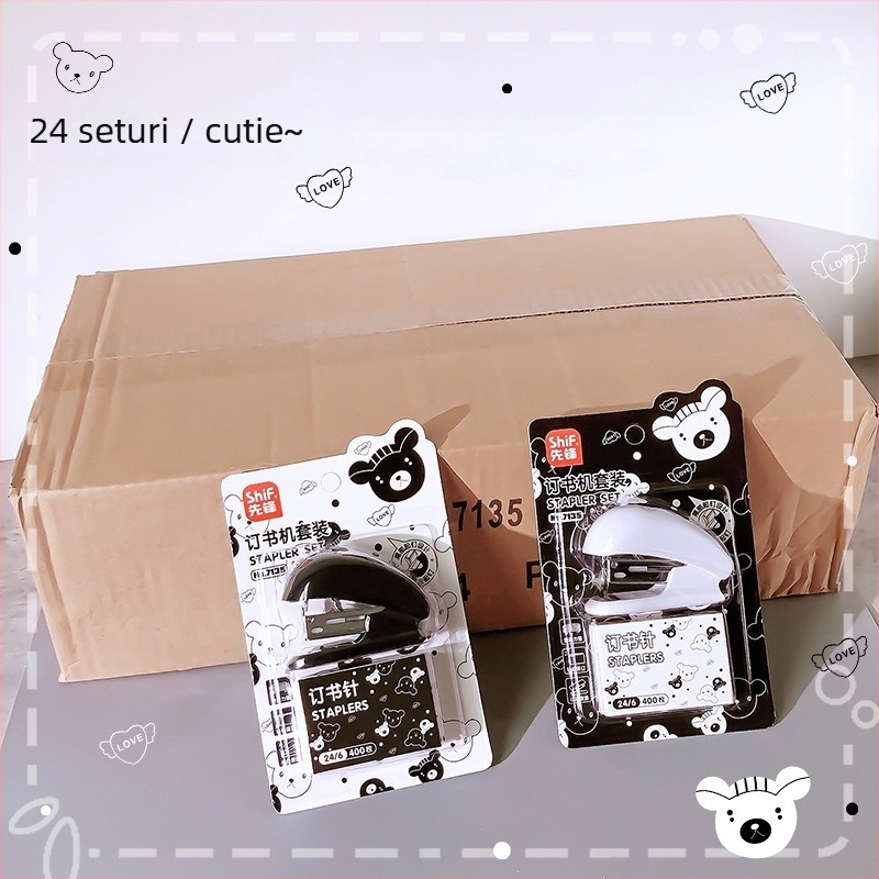 Pioneer 7135 Set mini capsator cu ursuleț negru-alb pentru birou