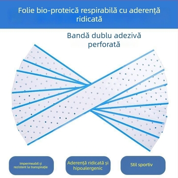 Bandă perforată, respirabilă pentru perucă, cu bandă dublu adezivă albastră, lungă, rezistentă la apă și transpirație, aderență ridicată, film albastru de adeziv