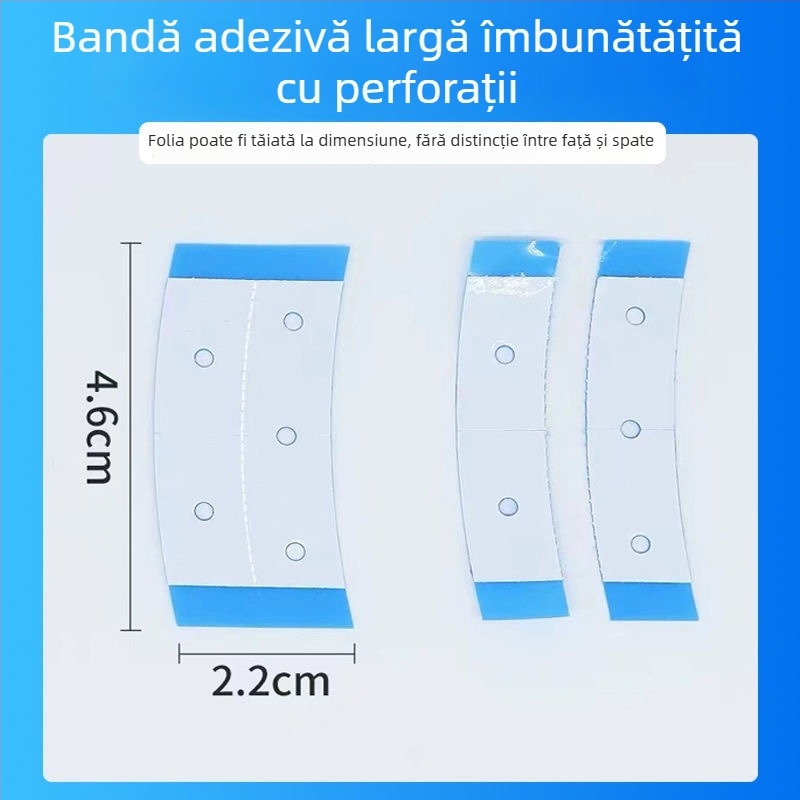 Bandă adezivă dublă față perforată, albastră, respirabilă, impermeabilă și rezistentă la transpirație