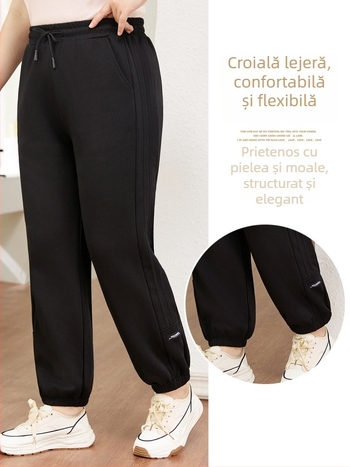 Pantaloni sport pentru femei mărime mare, primăvară-vară 2026, croială lejeră, joggeri conici la gleznă, pantaloni de trening casual