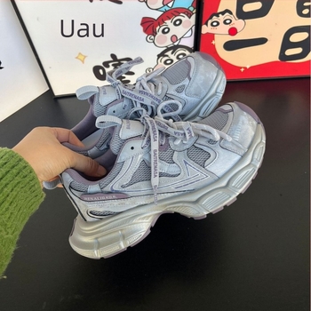 Adidași dama din piele naturală, talpă groasă, stil dad sneakers, cu șireturi, respirabili, casual, primăvara 2026