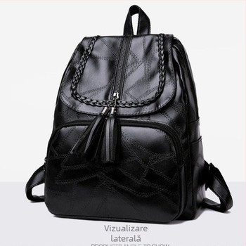 Rucsac feminin casual din PU cu ciucuri, stil modern, potrivit pentru școală și călătorii