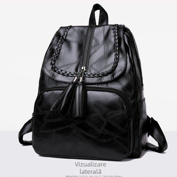 Rucsac feminin casual din PU cu ciucuri, stil modern, potrivit pentru școală și călătorii
