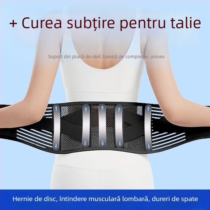 Centură sport pentru talie, unisex, respirabilă, susținere lombară pentru hernie de disc și efort