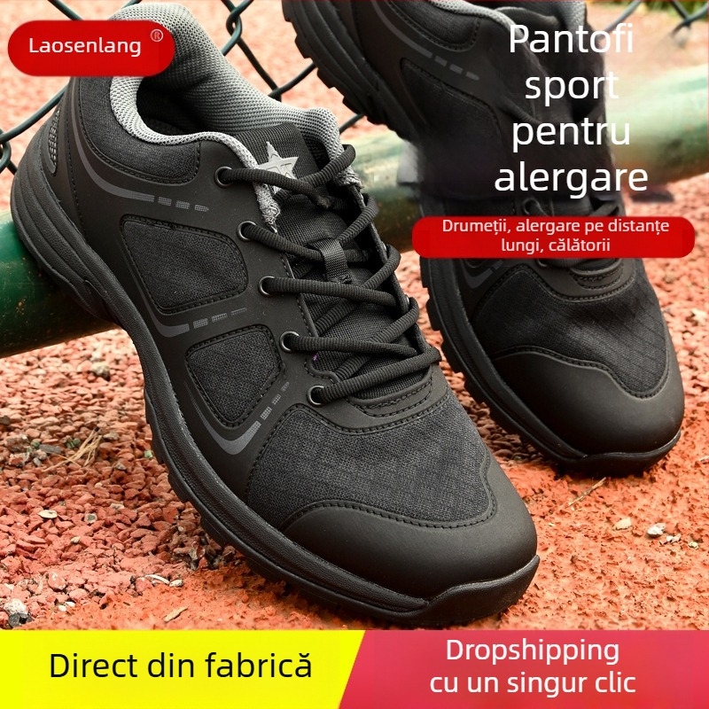 Pantofi de antrenament ușori, respirabili, pentru toate anotimpurile, negri, unisex, încălțăminte sport outdoor