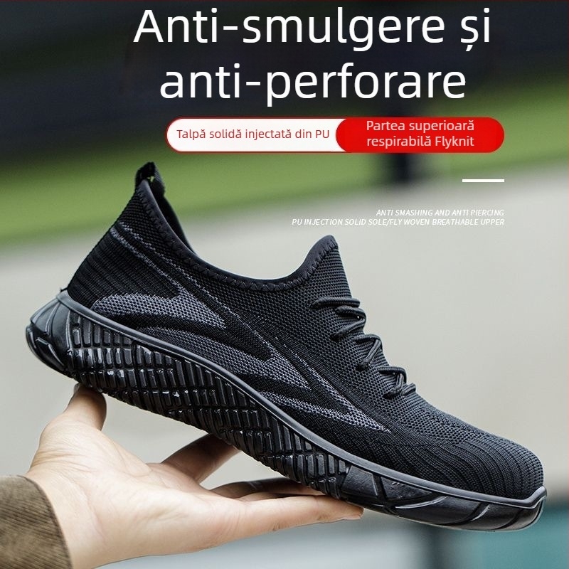 Pantofi de protecție pentru bărbați, vară, cu protecție anti-șoc și anti-perforație, respirabili, ușori, talpă dură