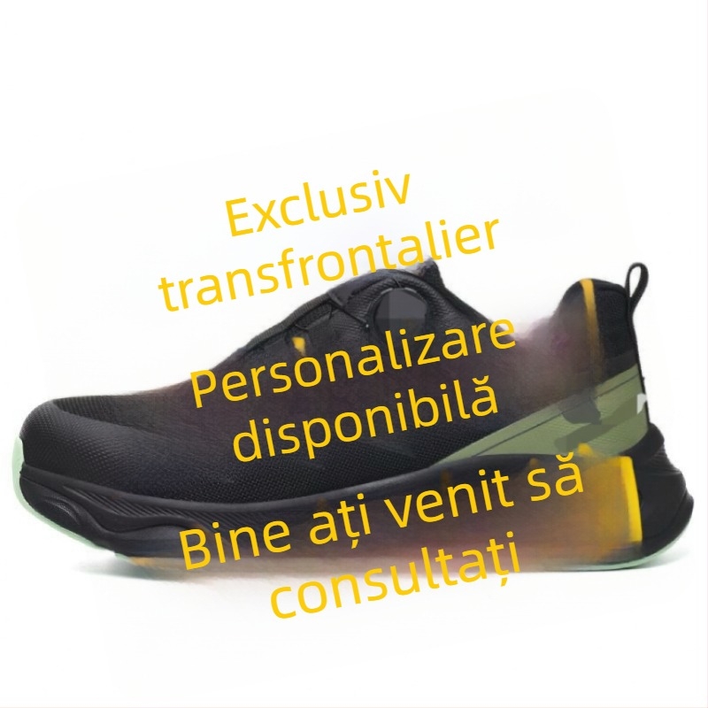 Pantofi de protecție cu partea superioară fly-knit și cataramă rotativă, anti-perforație, anti-șoc, ușori, respirabili, antiaderenți la alunecare și rezistenți la abraziune pentru muncă